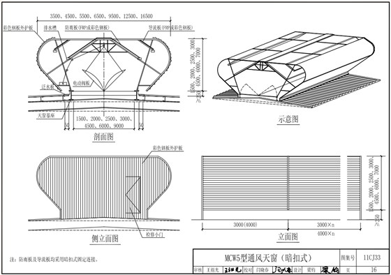 MCW5型通風(fēng)天窗結(jié)構(gòu)示意圖